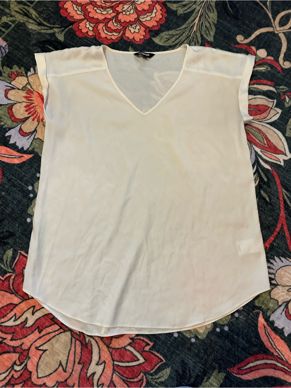 3/$25 🤍 Express Ivory Sheer V-Neck Blouse Size L